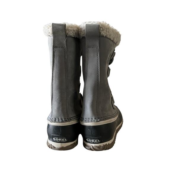 SOREL Caribou Slim Gray Waterproof Snow Boots Sz 9 Faux Fur Insulated Leather - Picture 5 of 7